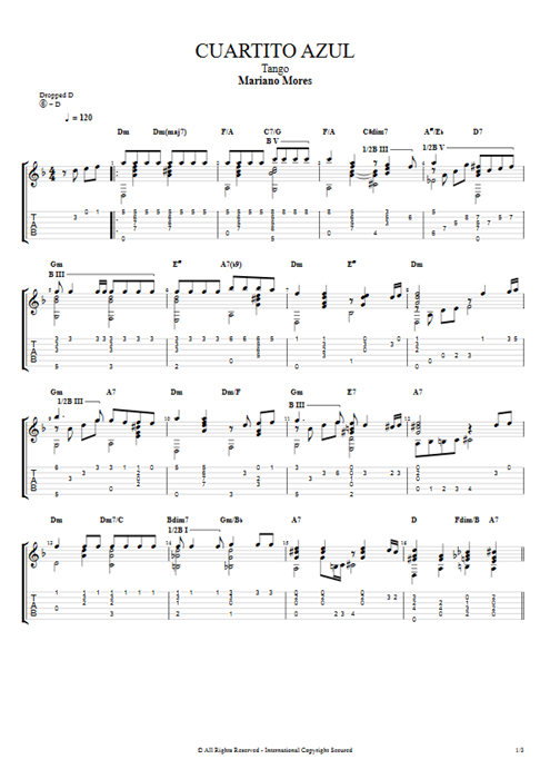 Cuartito Azul Mariano Mores guitar pro tab AGuitar Guitare seule mysongbook
