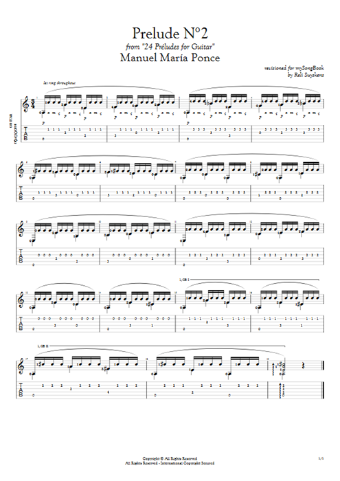 Prelude N°2 Manuel Ponce guitar pro tab AGuitar Guitare seule mysongbook