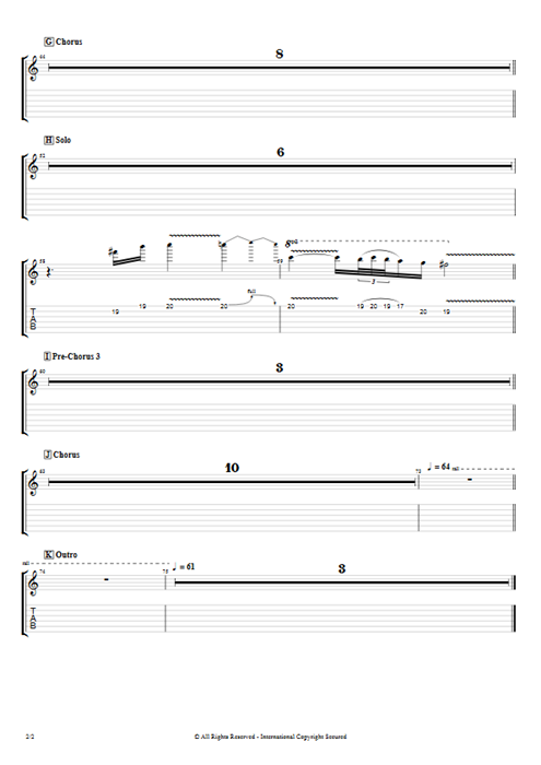 Carrie Europe guitar pro tab EGuitarII Lead Guitars mysongbook
