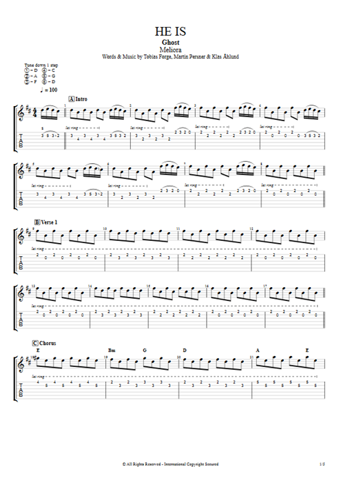 He Is Ghost guitar pro tab AGuitarI Full Score mysongbook
