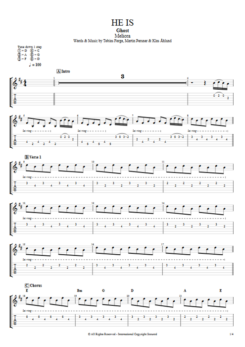 He Is Ghost guitar pro tab AGuitarII Full Score mysongbook