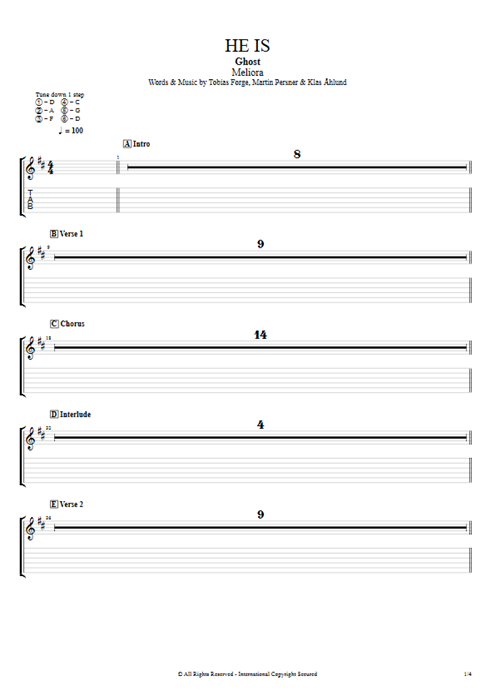He Is Ghost guitar pro tab EGuitarII Full Score mysongbook