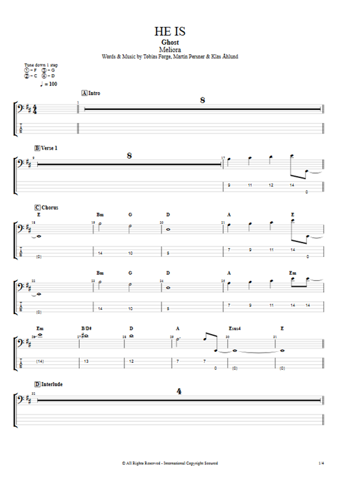 He Is Ghost guitar pro tab EBass Full Score mysongbook