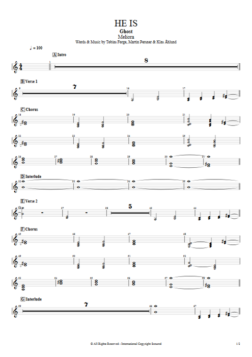 He Is Ghost guitar pro tab Strings Full Score mysongbook