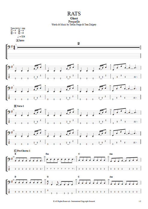 Rats Ghost guitar pro tab EBass Full Score mysongbook