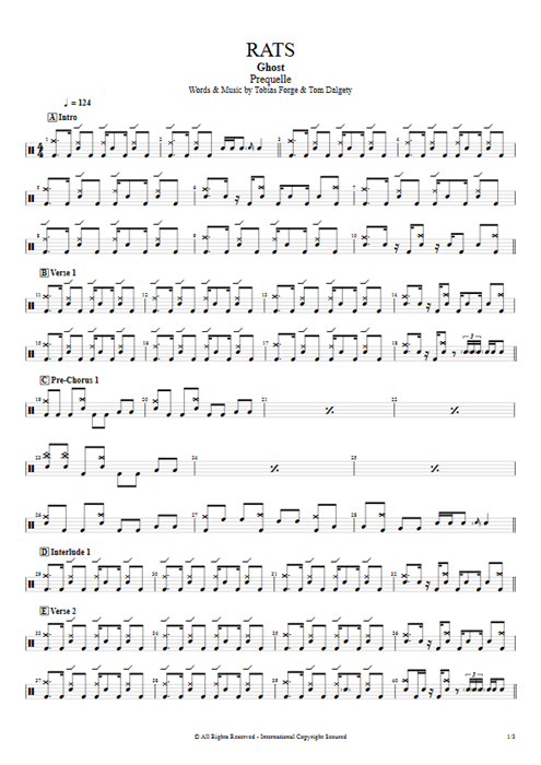 Rats Ghost guitar pro tab Drums Full Score mysongbook