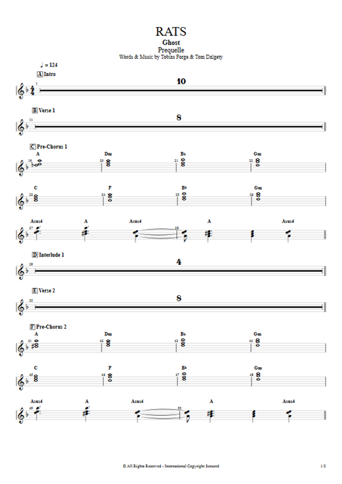 Rats Ghost guitar pro tab Organ Full Score mysongbook