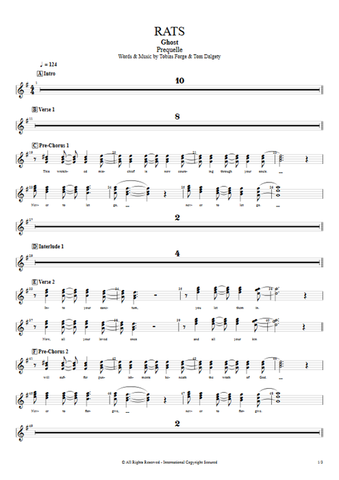 Rats Ghost guitar pro tab BackVoc Full Score mysongbook
