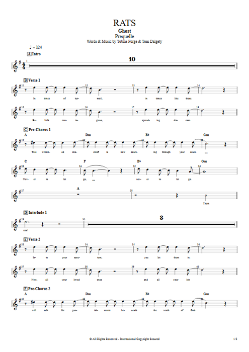Rats Ghost guitar pro tab Vocals Guitars, Bass & Backing Track mysongbook