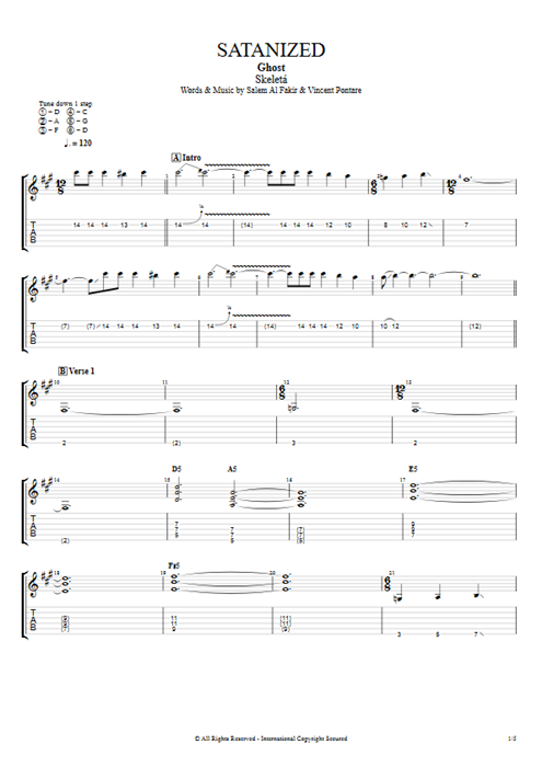 Satanized Ghost guitar pro tab EGuitarI Guitars, Bass & Backing Track mysongbook