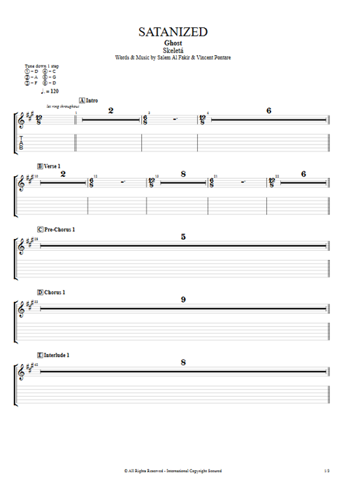 Satanized Ghost guitar pro tab AGuitarI Guitars, Bass & Backing Track mysongbook