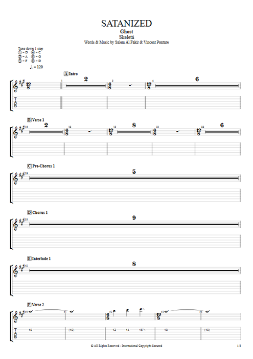Satanized Ghost guitar pro tab EGuitarIV Guitars, Bass & Backing Track mysongbook