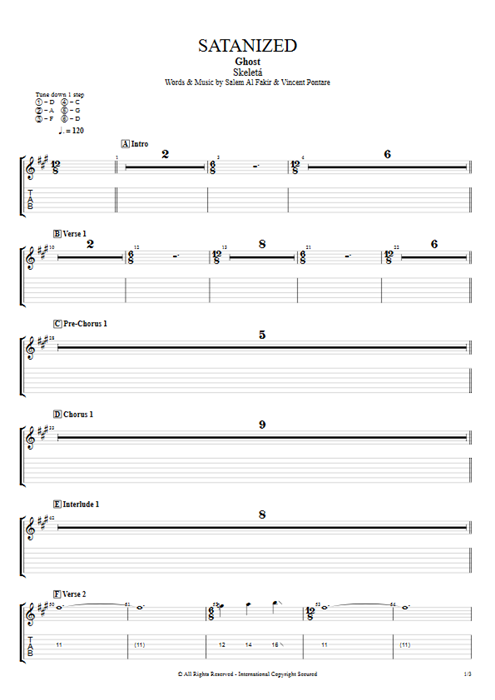 Satanized Ghost guitar pro tab EGuitarV Guitars, Bass & Backing Track mysongbook