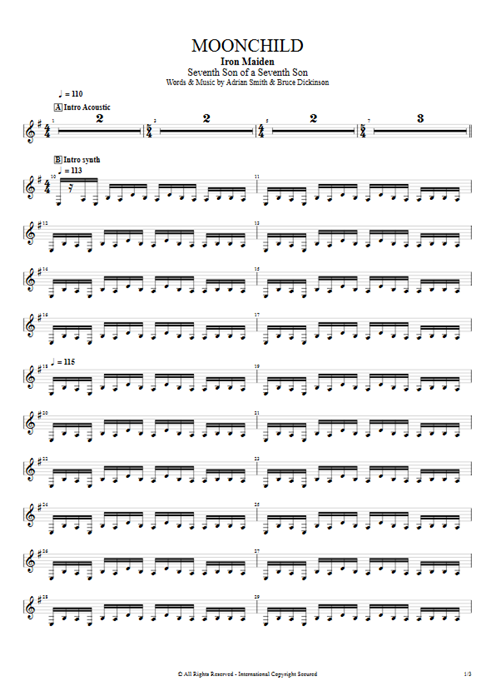Moonchild Iron Maiden guitar pro tab LeadSynth Full Score mysongbook