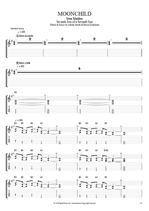 Moonchild Iron Maiden guitar pro tab EGuitarII Guitarras y pista de acompañamiento mysongbook