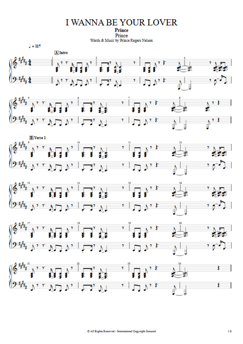 I Wanna Be Your Lover Prince guitar pro tab PadSynth Full Score mysongbook