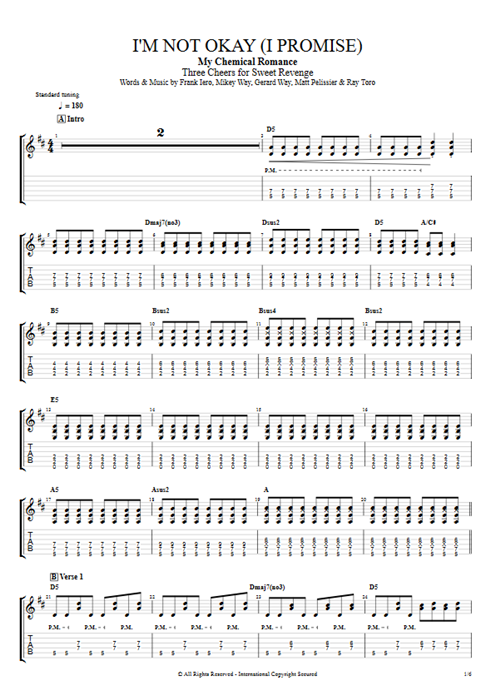I'm Not Okay (I Promise) My Chemical Romance guitar pro tab EGuitarII Full Score mysongbook