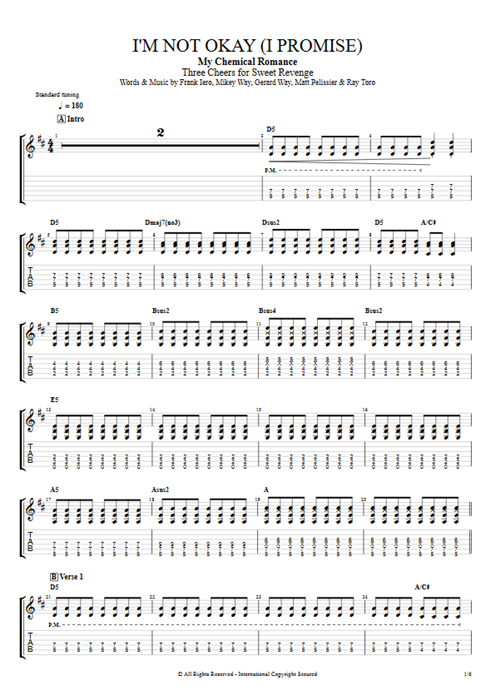 I'm Not Okay (I Promise) My Chemical Romance guitar pro tab EGuitarIII Guitars, Bass & Backing Track mysongbook