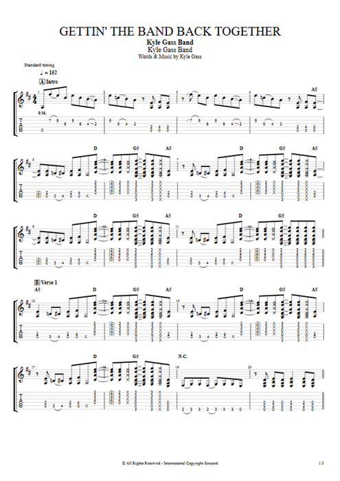 Gettin' the Band Back Together Kyle Gass Band guitar pro tab EGuitarI Full Score mysongbook