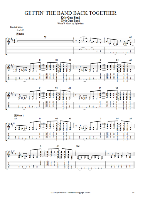 Gettin' the Band Back Together Kyle Gass Band guitar pro tab EGuitarII Full Score mysongbook