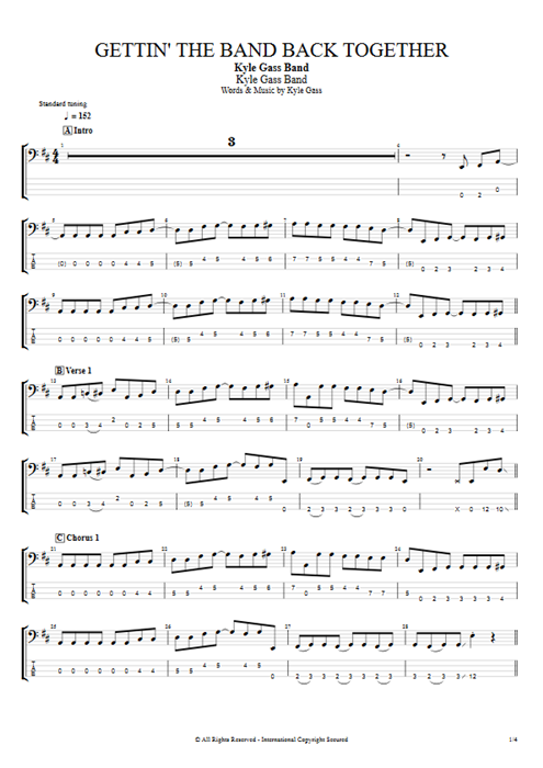 Gettin' the Band Back Together Kyle Gass Band guitar pro tab EBass Full Score mysongbook