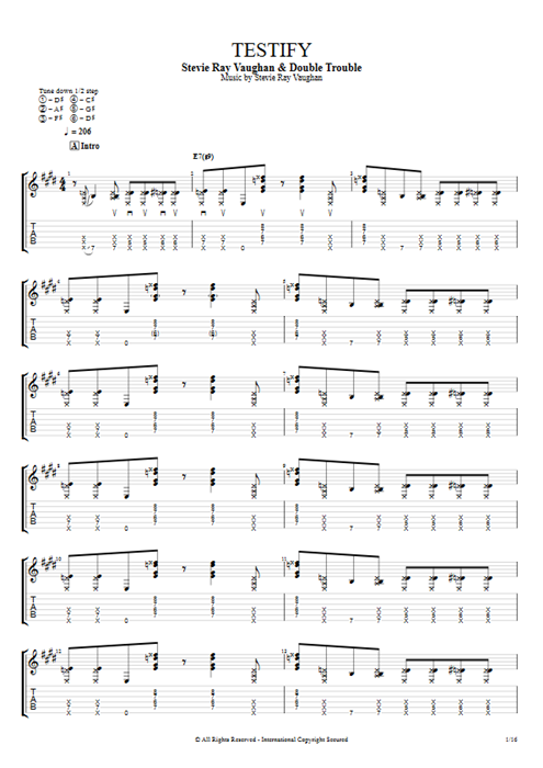 Testify Stevie Ray Vaughan guitar pro tab EGuitar Guitarra y pista de acompañamiento mysongbook
