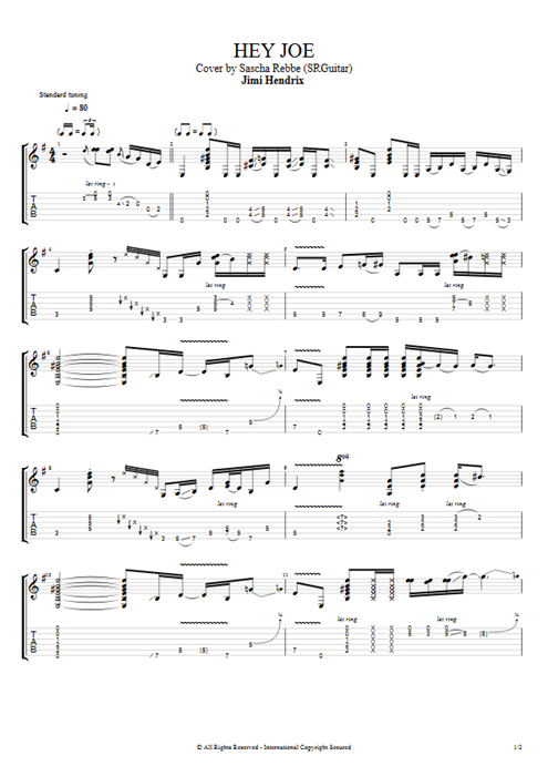 Hey Joe Sascha Rebbe guitar pro tab EGuitar Electric Guitar by Sascha Rebbe mysongbook