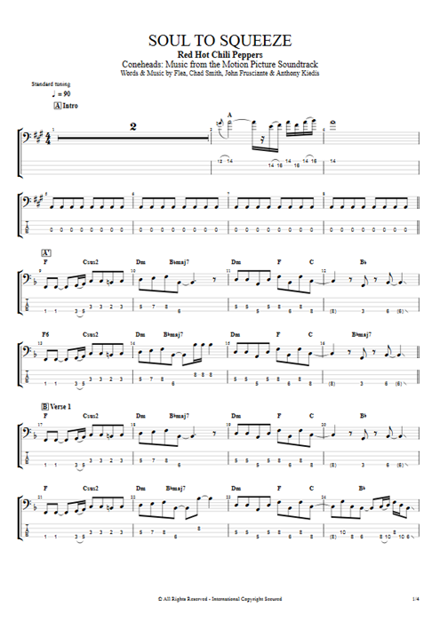 Soul to Squeeze Red Hot Chili Peppers guitar pro tab EBass Guitars, Bass & Backing Track mysongbook