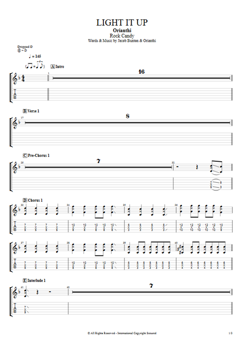 Light it Up Orianthi guitar pro tab EGuitarIII Full Score mysongbook