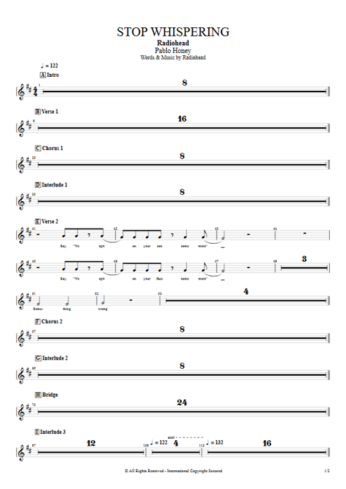 Stop Whispering Radiohead guitar pro tab VocalsII Full Score mysongbook