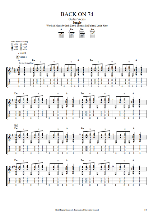 Back on 74 Jungle guitar pro tab AGuitar Guitar & Vocals mysongbook
