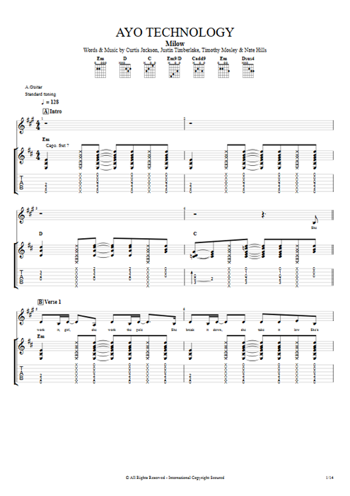 AYO Technology Milow guitar pro tab Full Score Guitar & Vocals mysongbook