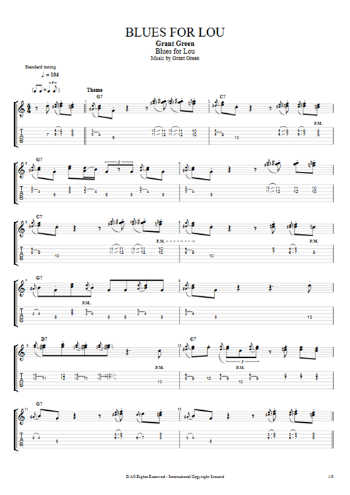 Blues for Lou Grant Green guitar pro tab EGuitar Guitar, Keyboard & Backing Track mysongbook