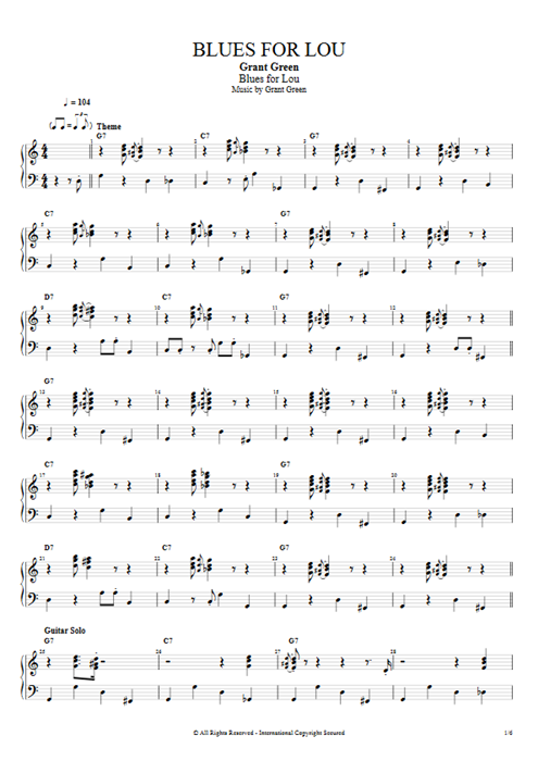 Blues for Lou Grant Green guitar pro tab Organ Guitar, Keyboard & Backing Track mysongbook
