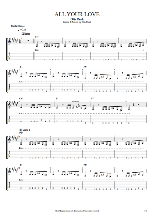 All Your Love Otis Rush guitar pro tab EGuitarI Full Score mysongbook