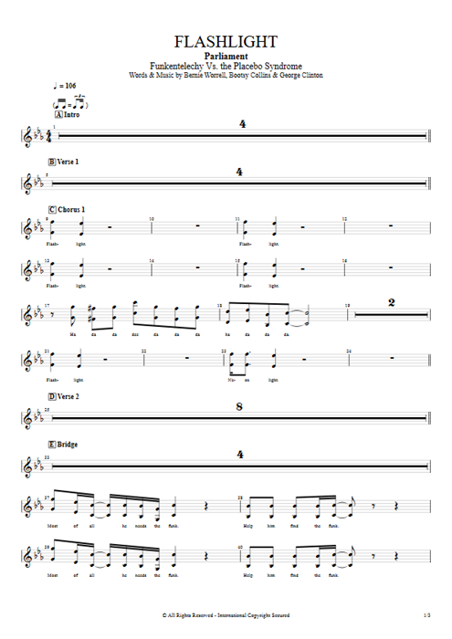 Flashlight Parliament guitar pro tab BackVocI Full Score mysongbook