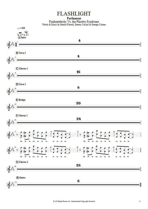 Flashlight Parliament guitar pro tab BackVocII Full Score mysongbook