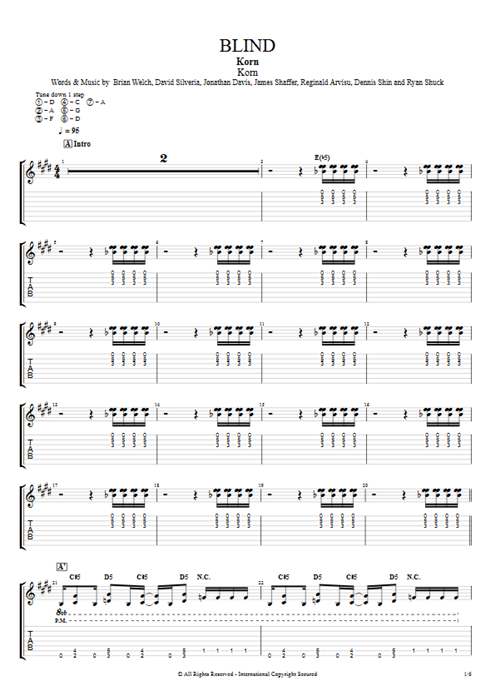 Blind Korn guitar pro tab EGuitarI Guitars, Bass & Backing Track mysongbook