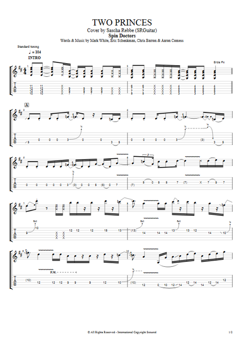 Two Princes Spin Doctors guitar pro tab EGuitar Electric Guitar by Sascha Rebbe mysongbook