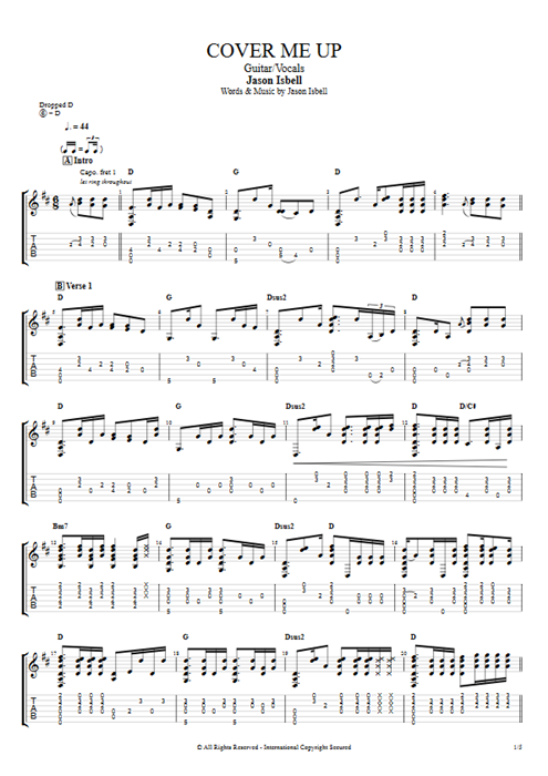 Cover Me Up Jason Isbell guitar pro tab AGuitar Guitar & Vocals mysongbook