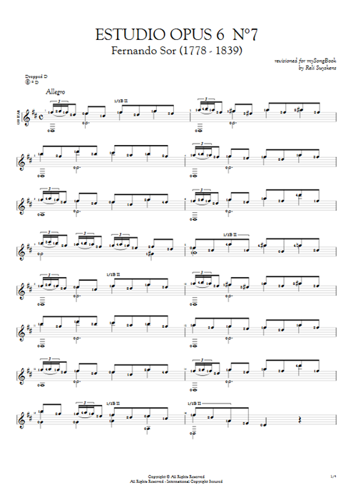 Estudio Opus 6  N°7 Fernando Sor guitar pro tab AGuitar Solo Guitar mysongbook