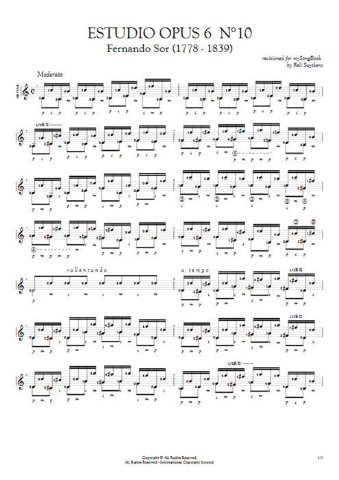 Estudio Opus 6  N°10 Fernando Sor guitar pro tab AGuitar Solo Guitar mysongbook