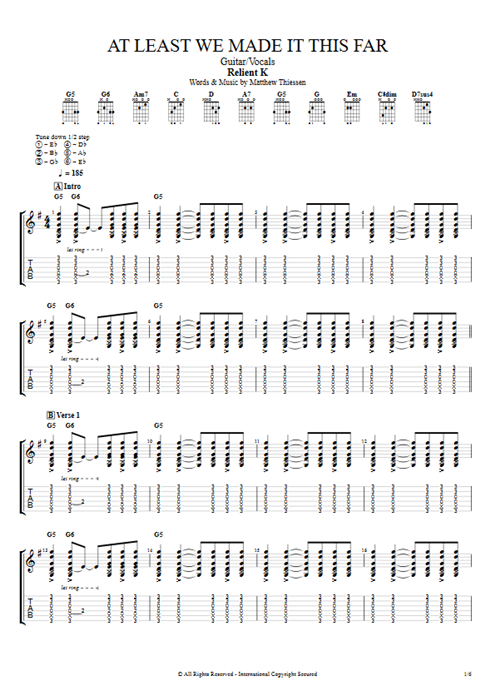 At Least We Made it This Far Relient K guitar pro tab AGuitar Guitar & Vocals mysongbook
