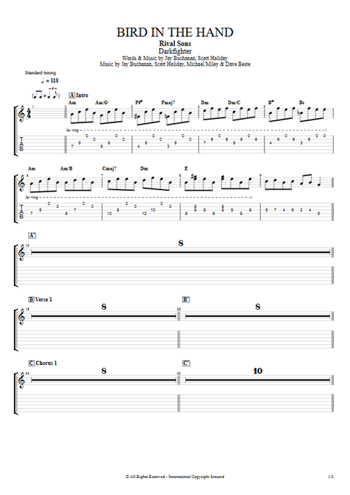 Bird in the Hand Rival Sons guitar pro tab AGuitarI Full Score mysongbook
