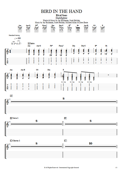 Bird in the Hand Rival Sons guitar pro tab AGuitarII Full Score mysongbook