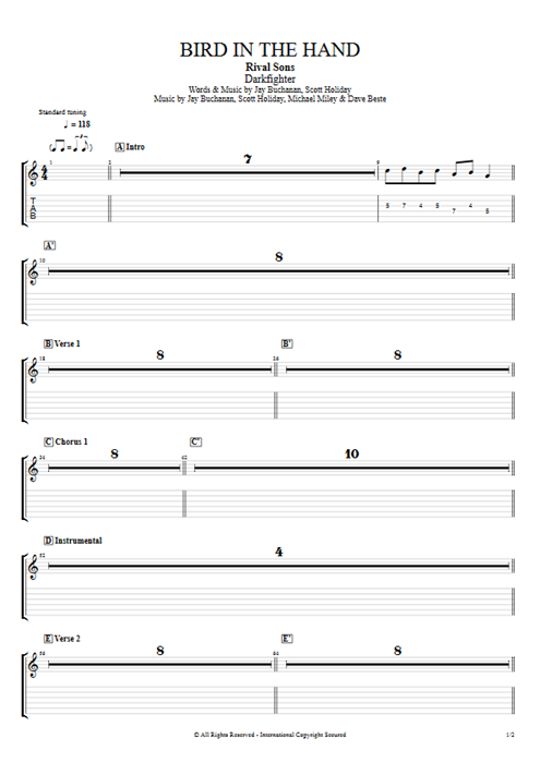 Bird in the Hand Rival Sons guitar pro tab EGuitarIII Full Score mysongbook