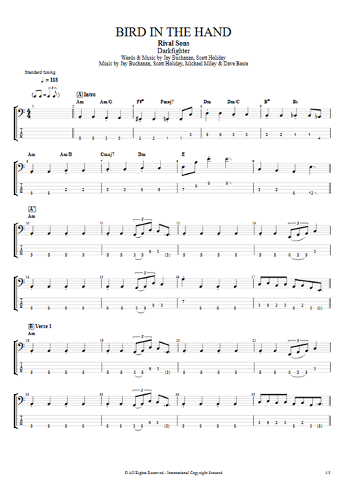 Bird in the Hand Rival Sons guitar pro tab EBass Full Score mysongbook