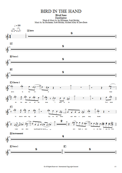Bird in the Hand Rival Sons guitar pro tab BackVoc Full Score mysongbook