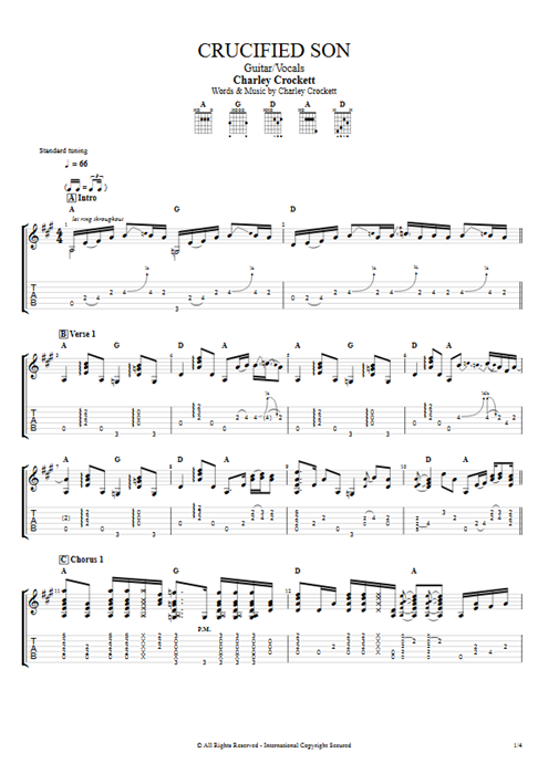 Crucified Son Charley Crockett guitar pro tab AGuitar Guitar & Vocals mysongbook