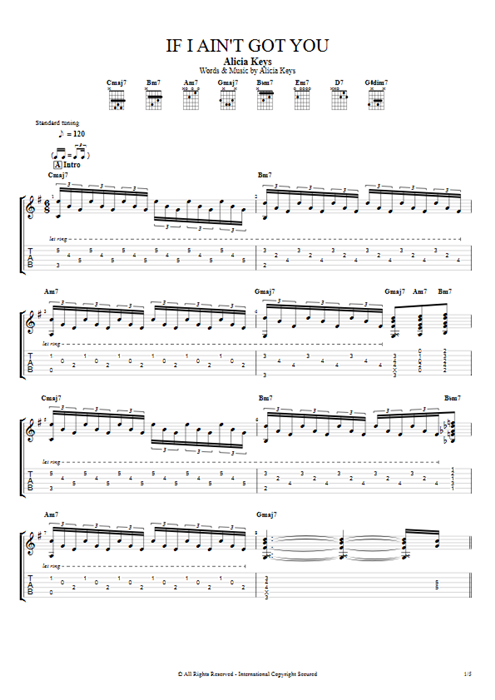 If I Ain't Got You Alicia Keys guitar pro tab AGuitar Guitar & Backing Track mysongbook